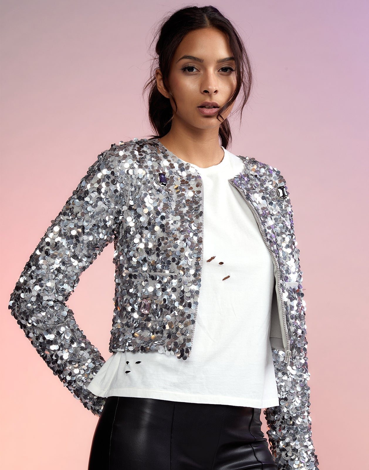 Sequin Cropped Cardigan