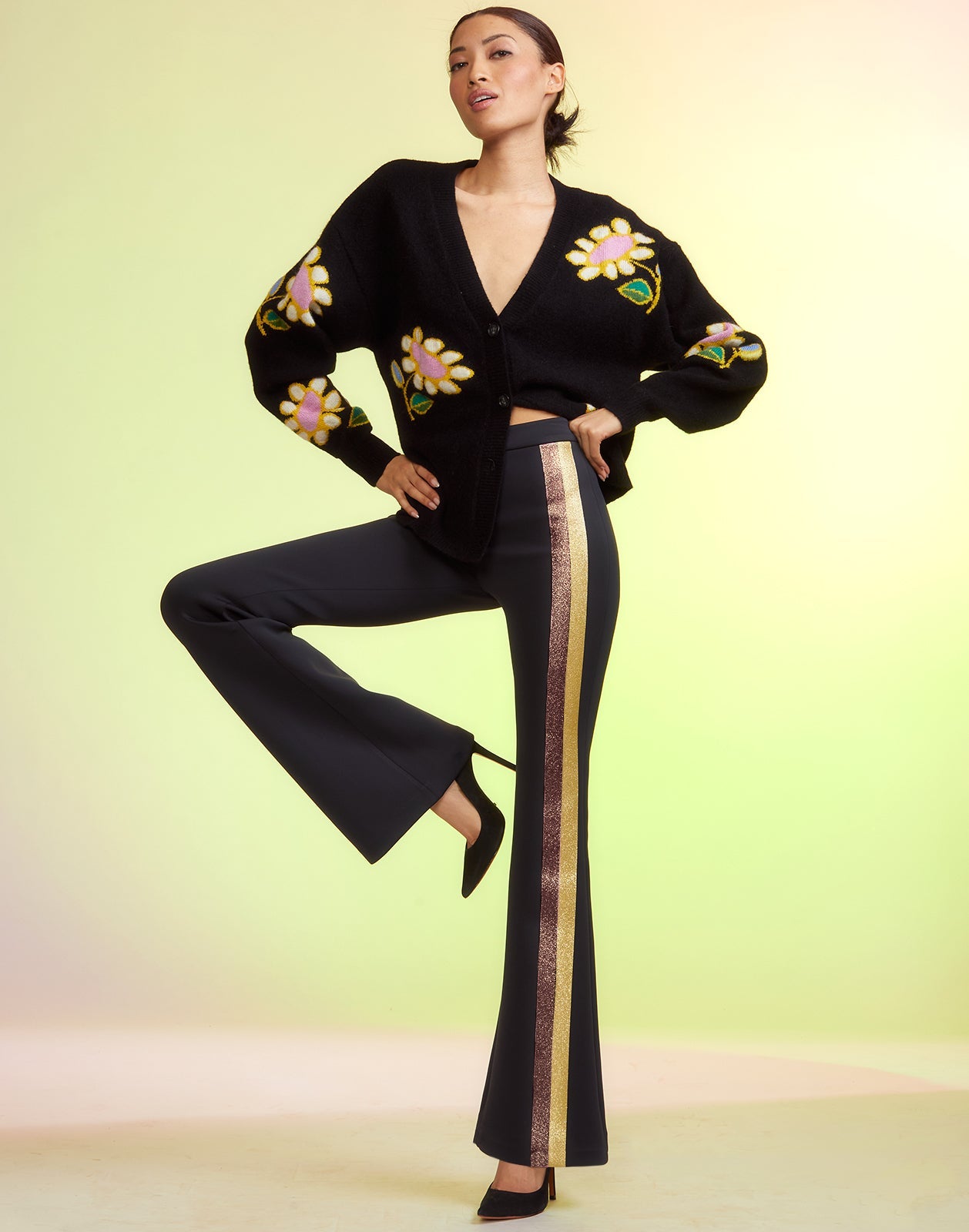 Glitter Stripe Bonded Pants