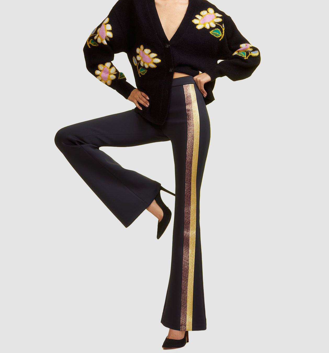 Glitter Stripe Bonded Pants