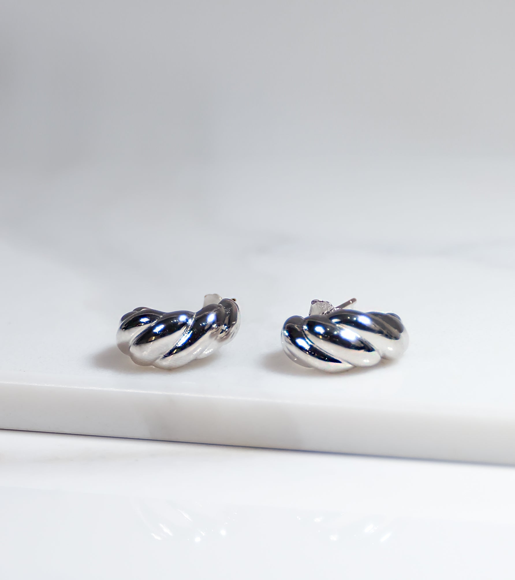 Classic Twisted Chunky Silver Earrings
