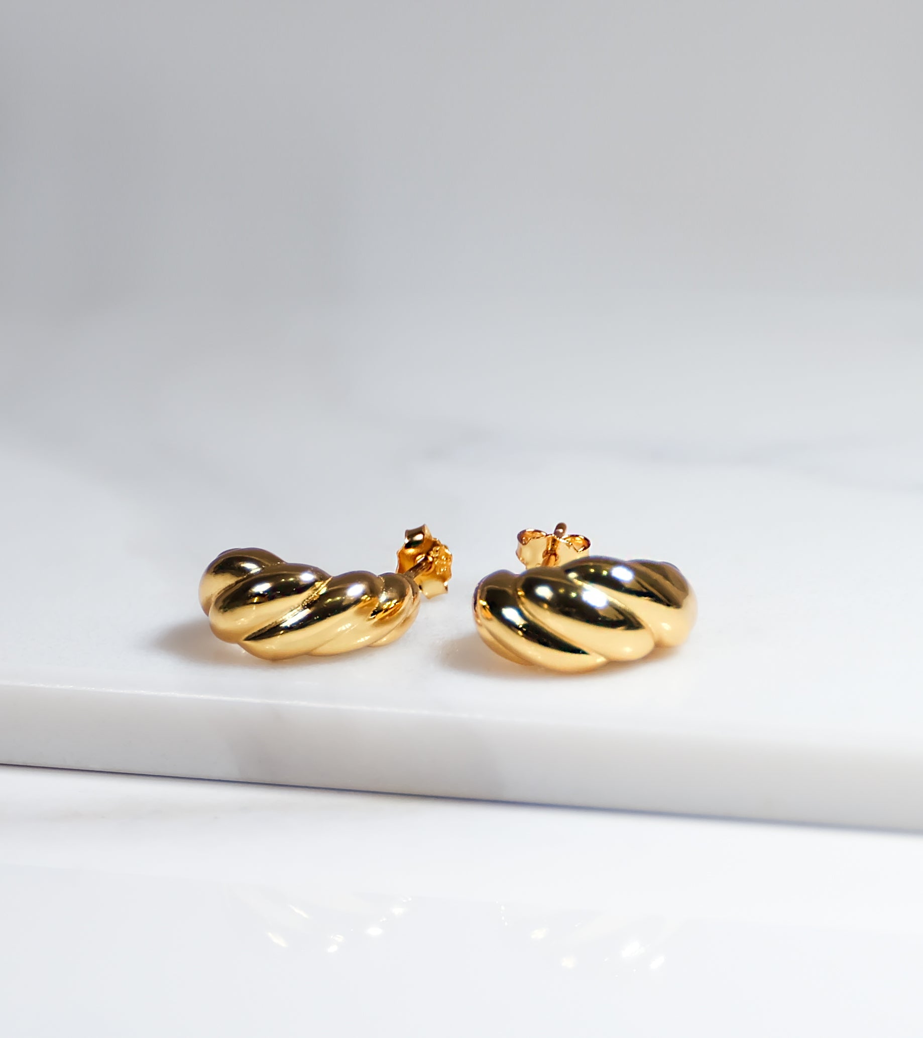 Classic Twisted Chunky Gold Colour Earrings