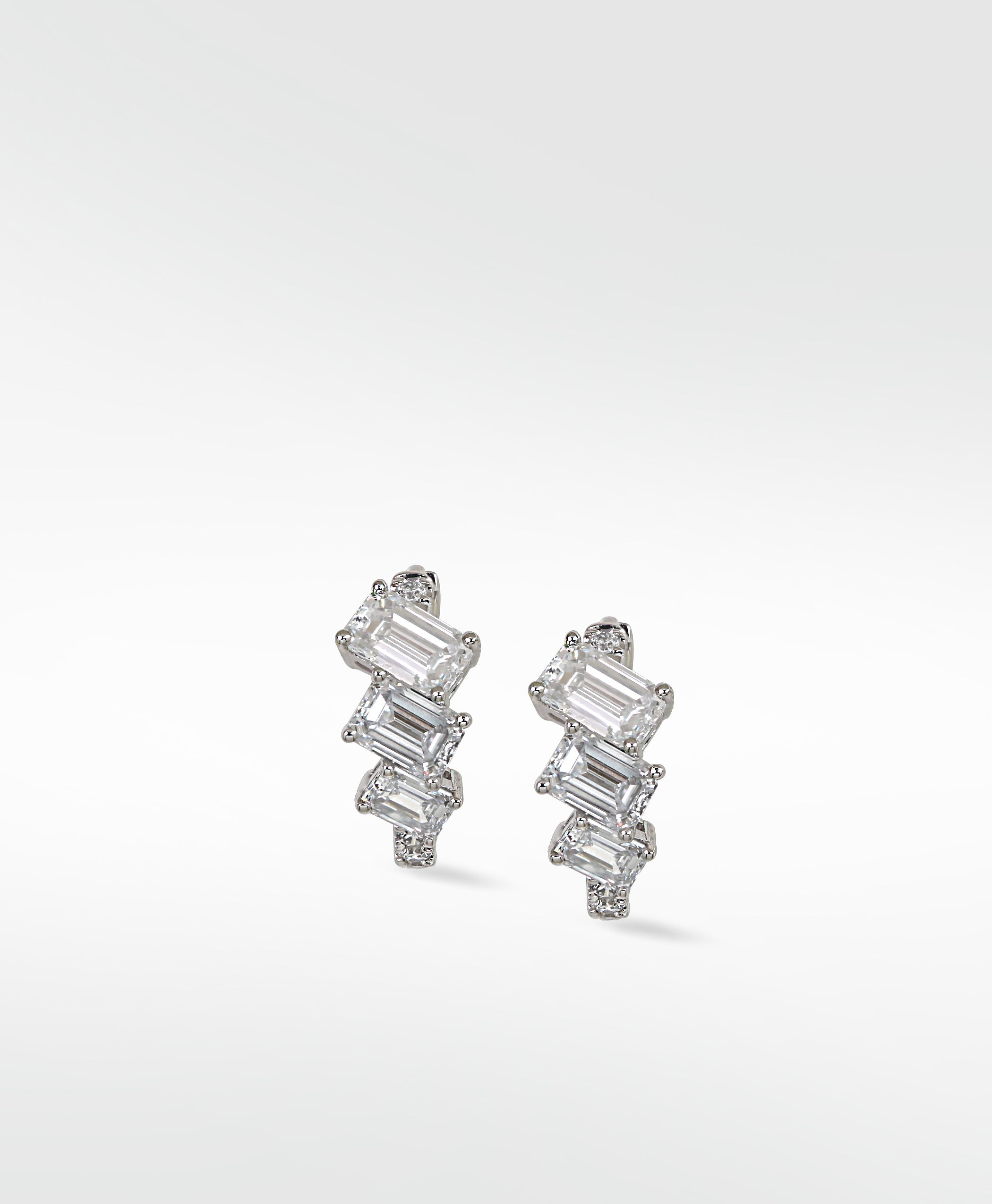 Signature Multi-Baguette Diamond Platinum Huggies