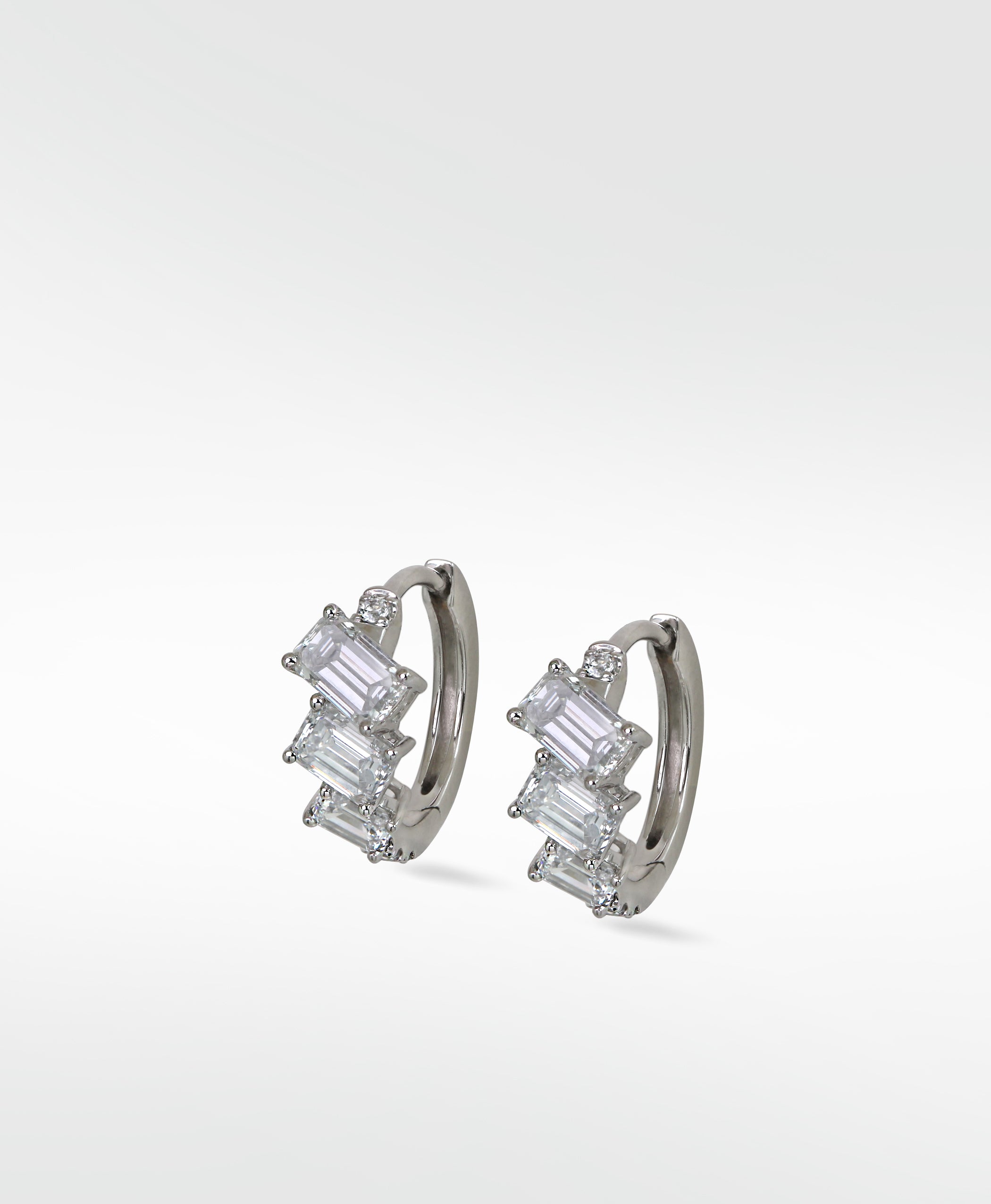 Signature Multi-Baguette Diamond Platinum Huggies