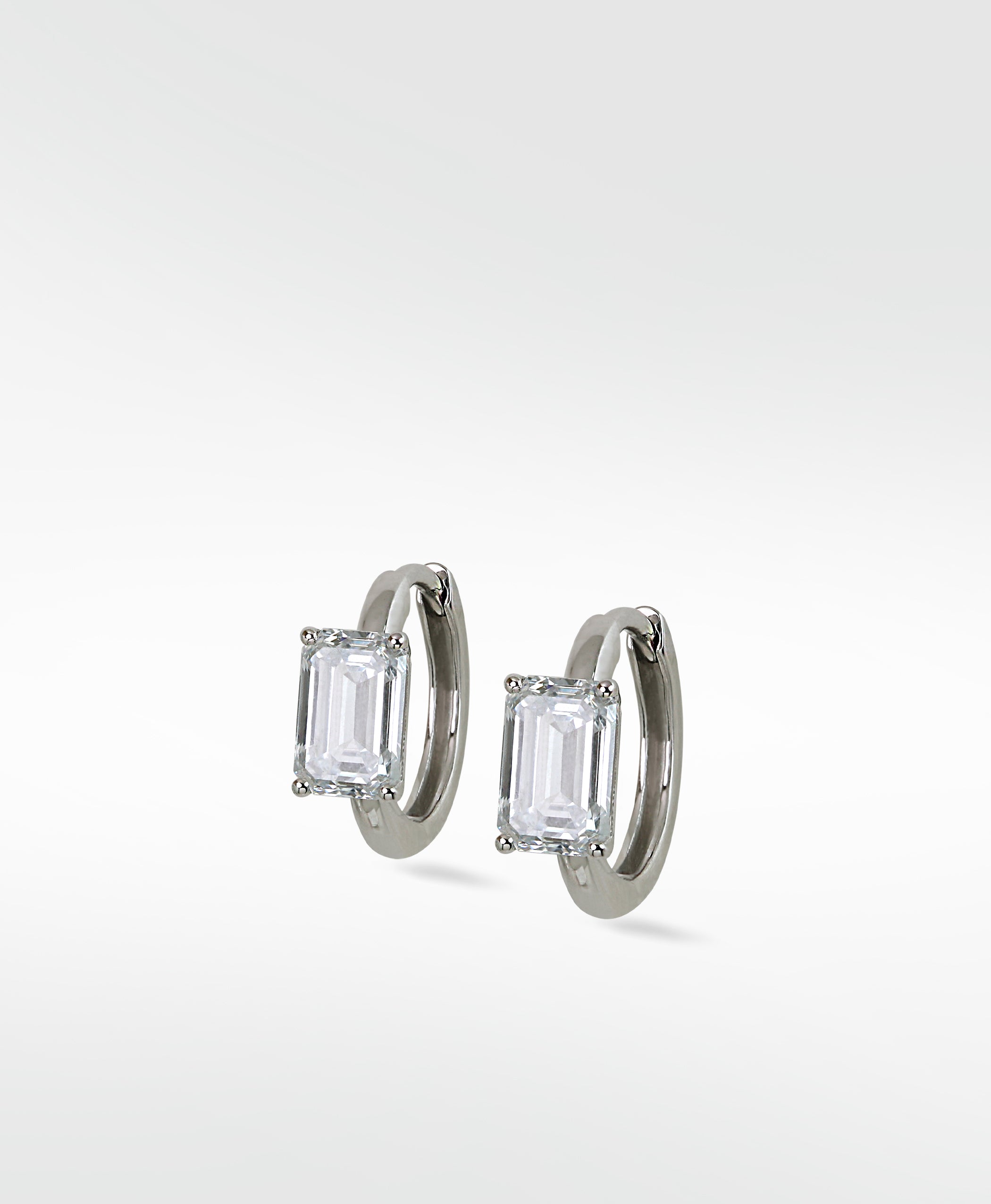 Signature Baguette Diamond Platinum Huggies