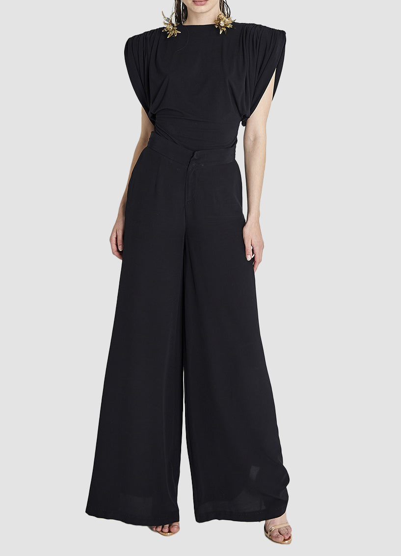 HIGH-RISE WOOD PALAZZO TROUSERS