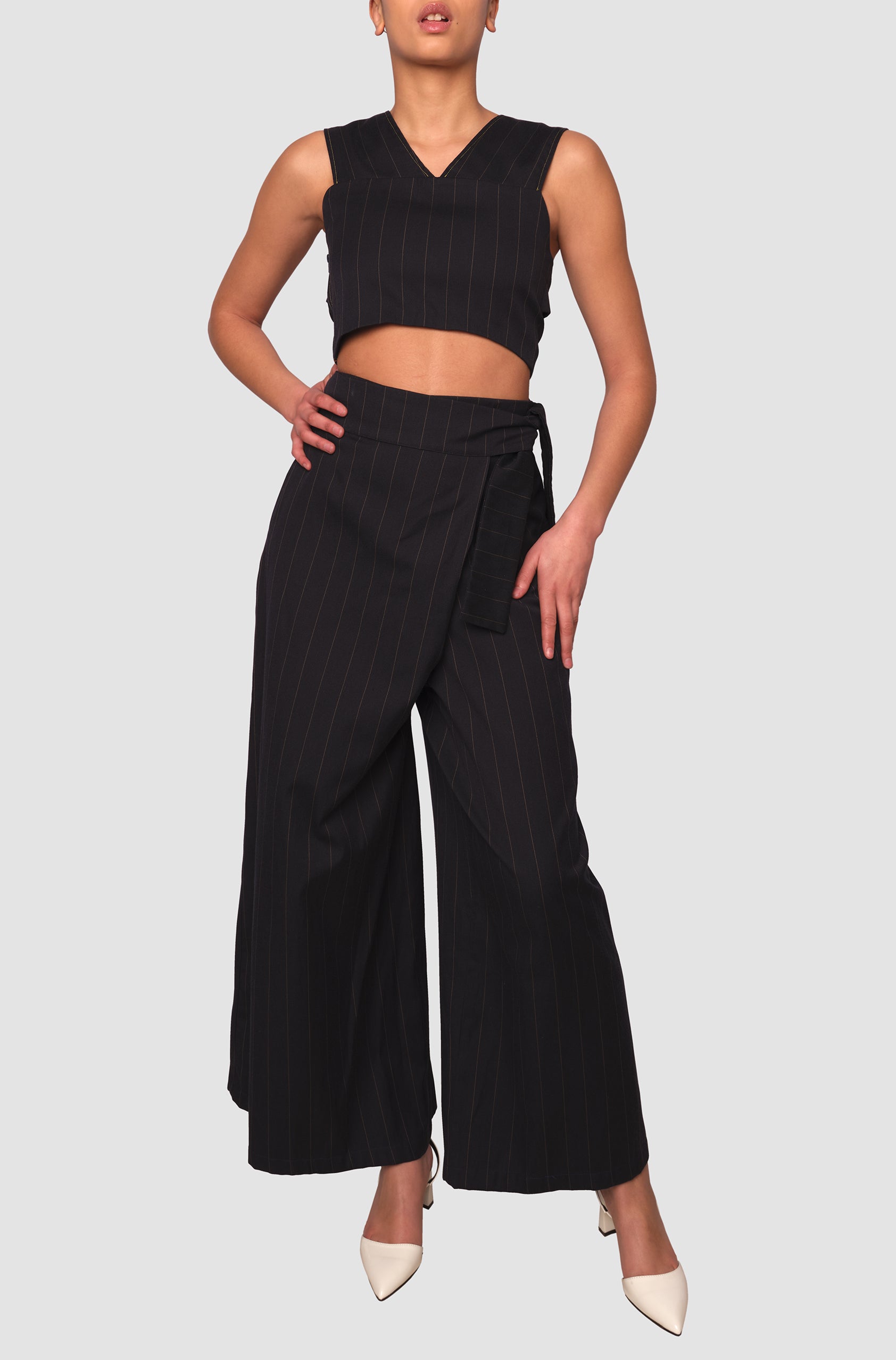 Limited Pinstripe Henley Wrap Trousers