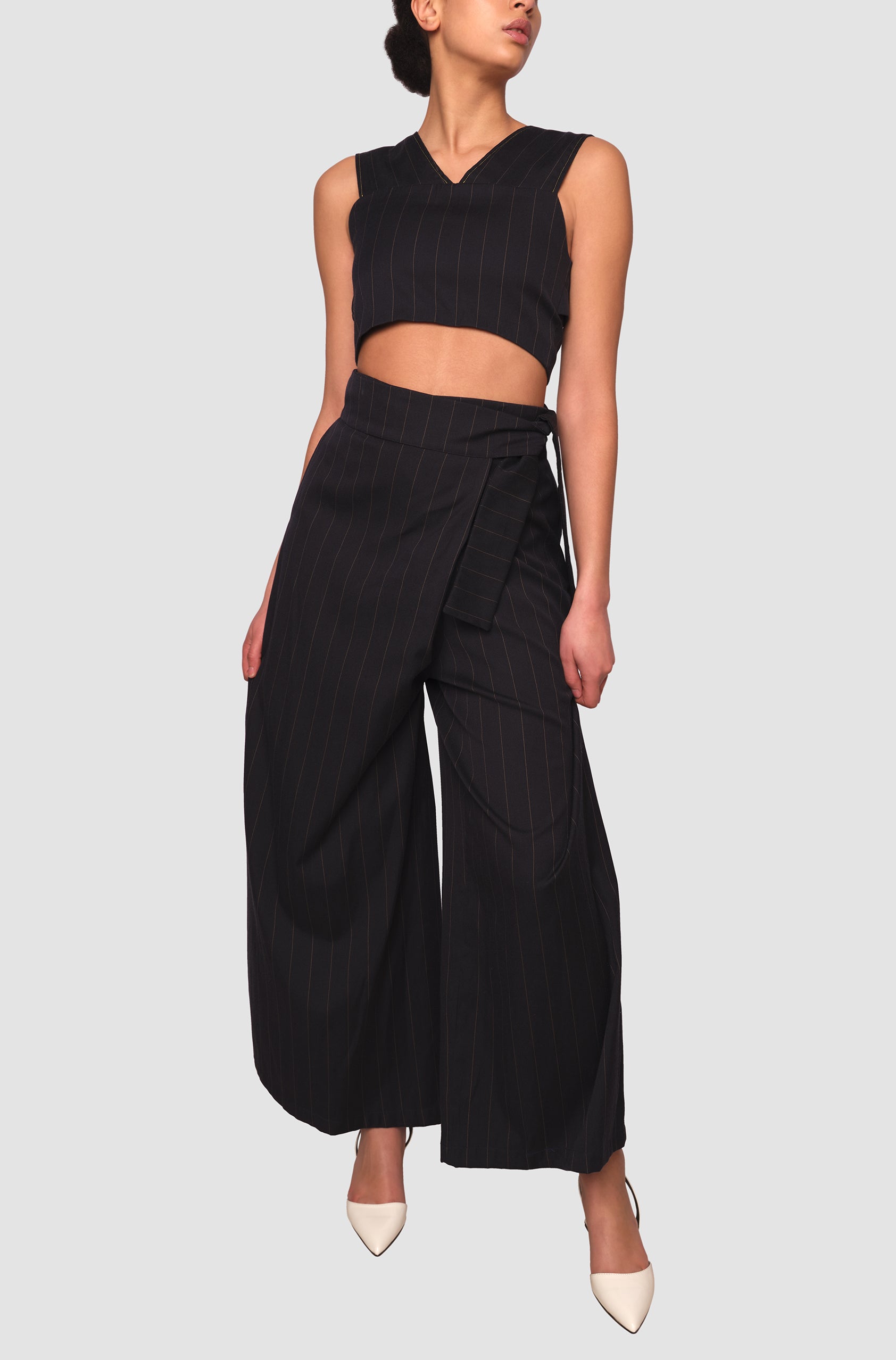 Limited Pinstripe Henley Wrap Trousers