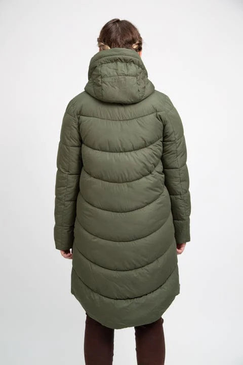 PORTOBELLO II olive green long puffer jacket - culthread