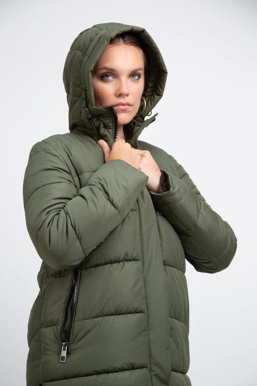 PORTOBELLO II olive green long puffer jacket - [culthread]