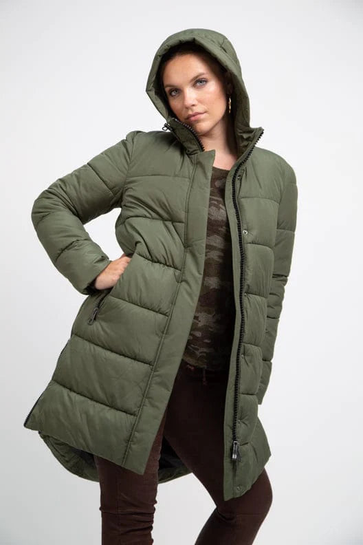 PORTOBELLO II olive green long puffer jacket - [culthread]