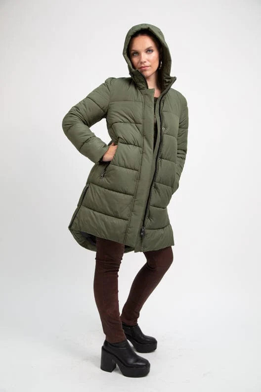 PORTOBELLO II olive green long puffer jacket - [culthread]