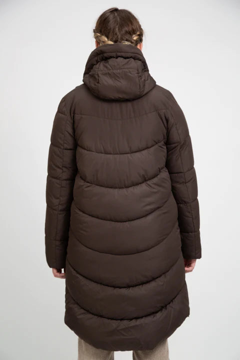 PORTOBELLO II brown long puffer jacket - culthread