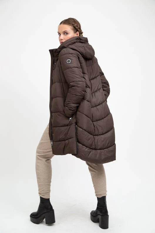 PORTOBELLO II brown long puffer jacket - [culthread]