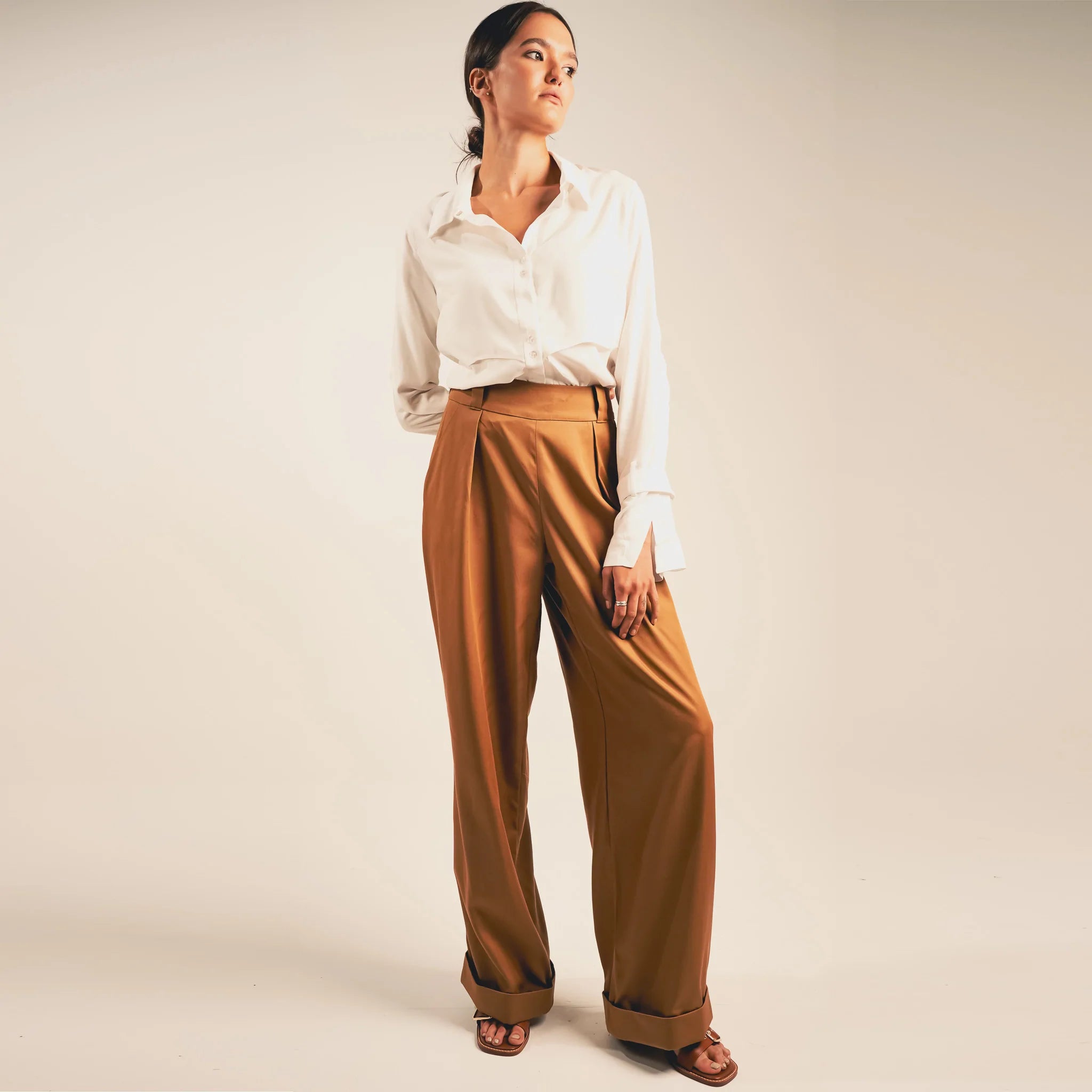 Camel Trouser and Bamboo Shirt 