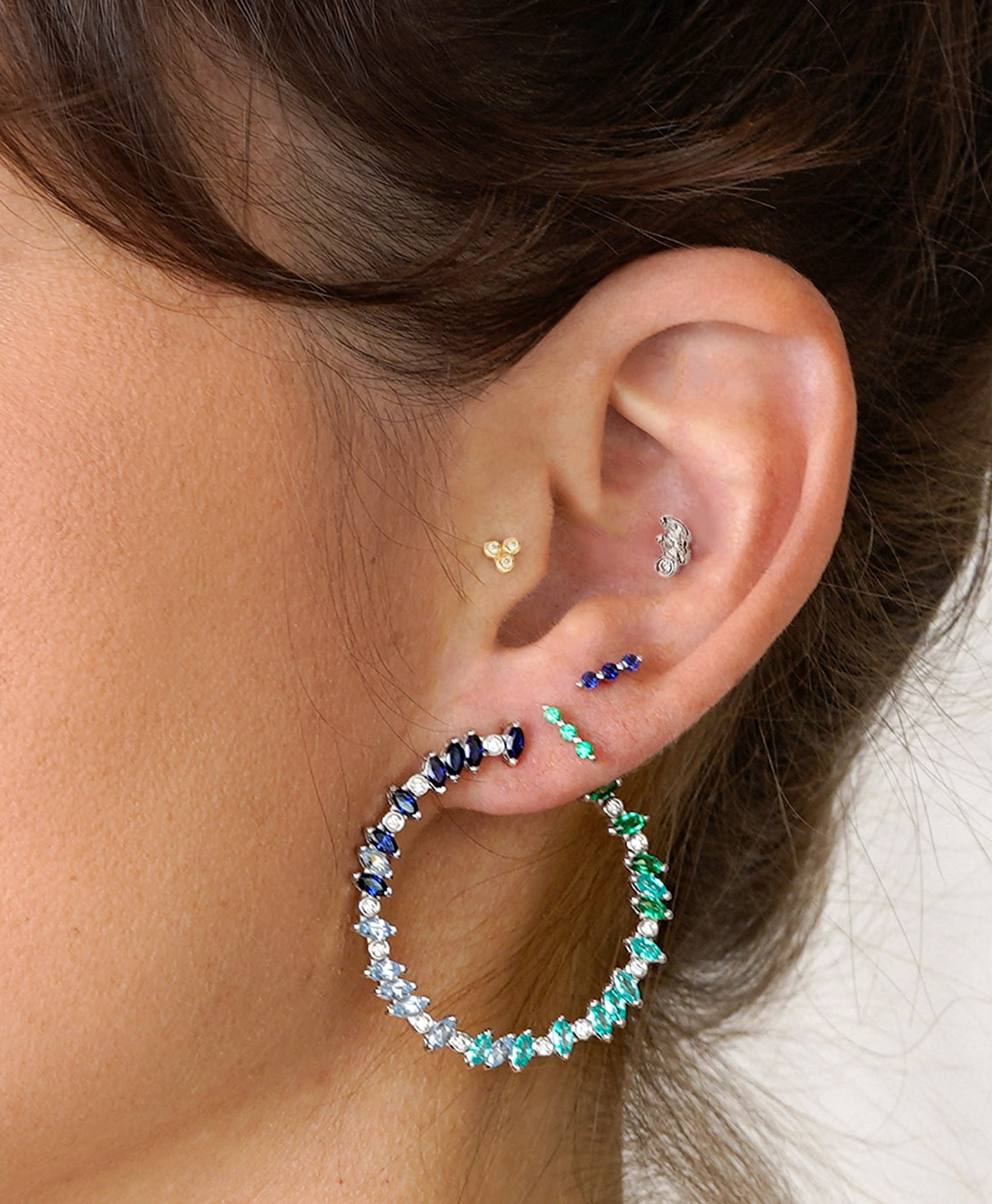 Veto Bright Sapphire, Spinel, Emerald and Diamond Hoops