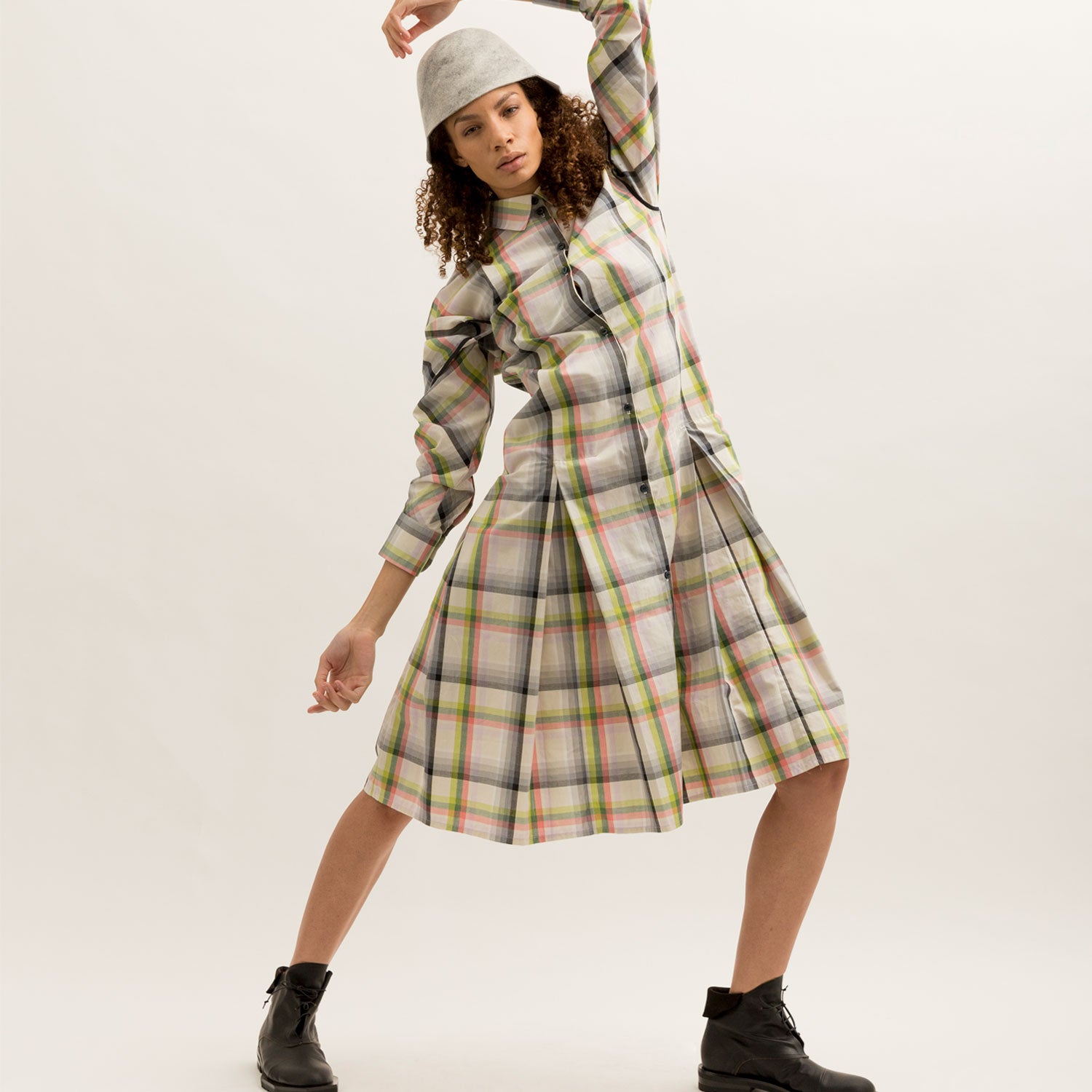 Gabriela Check Cotton Midi Shirtdress