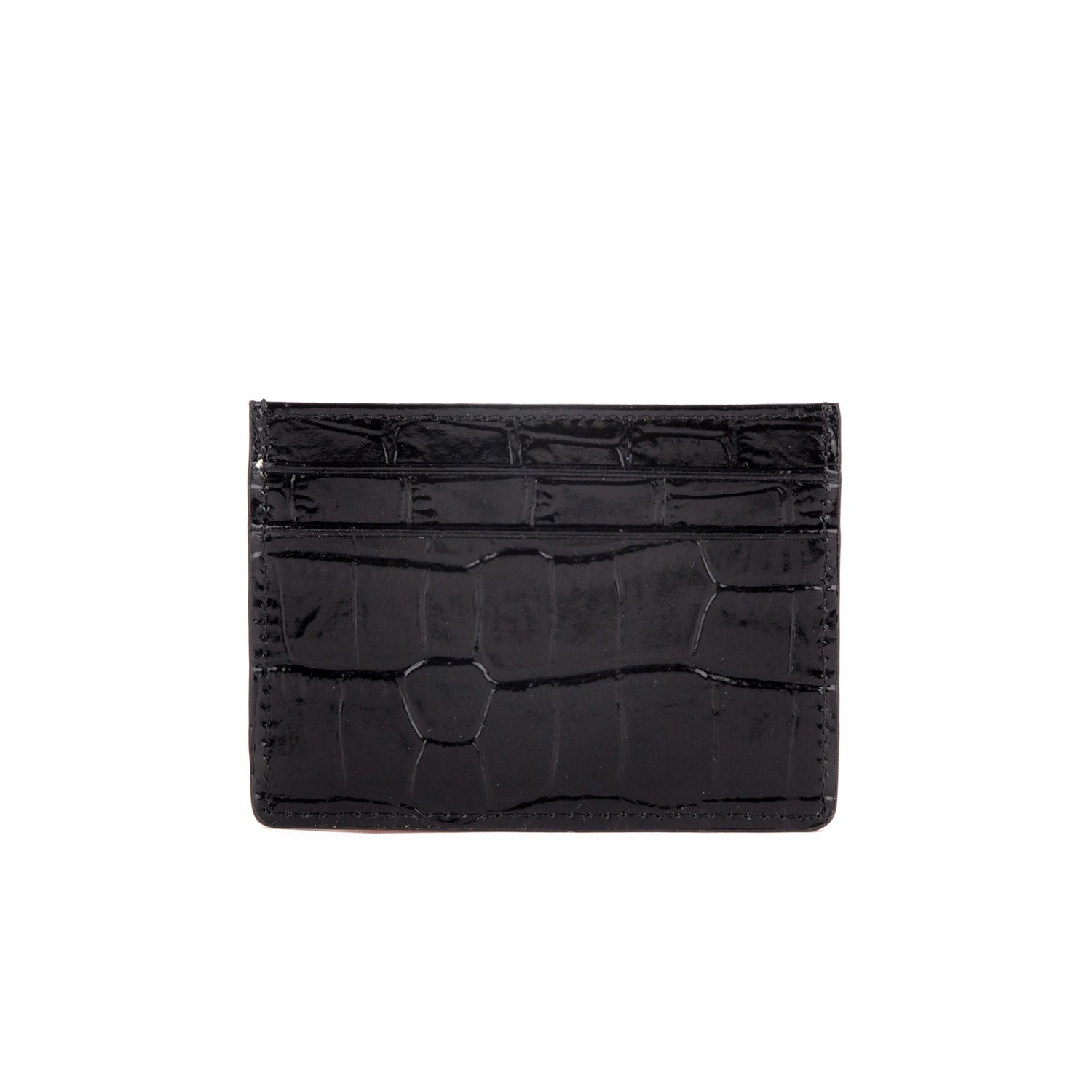 Grace Black Leather Card Case, Embossed