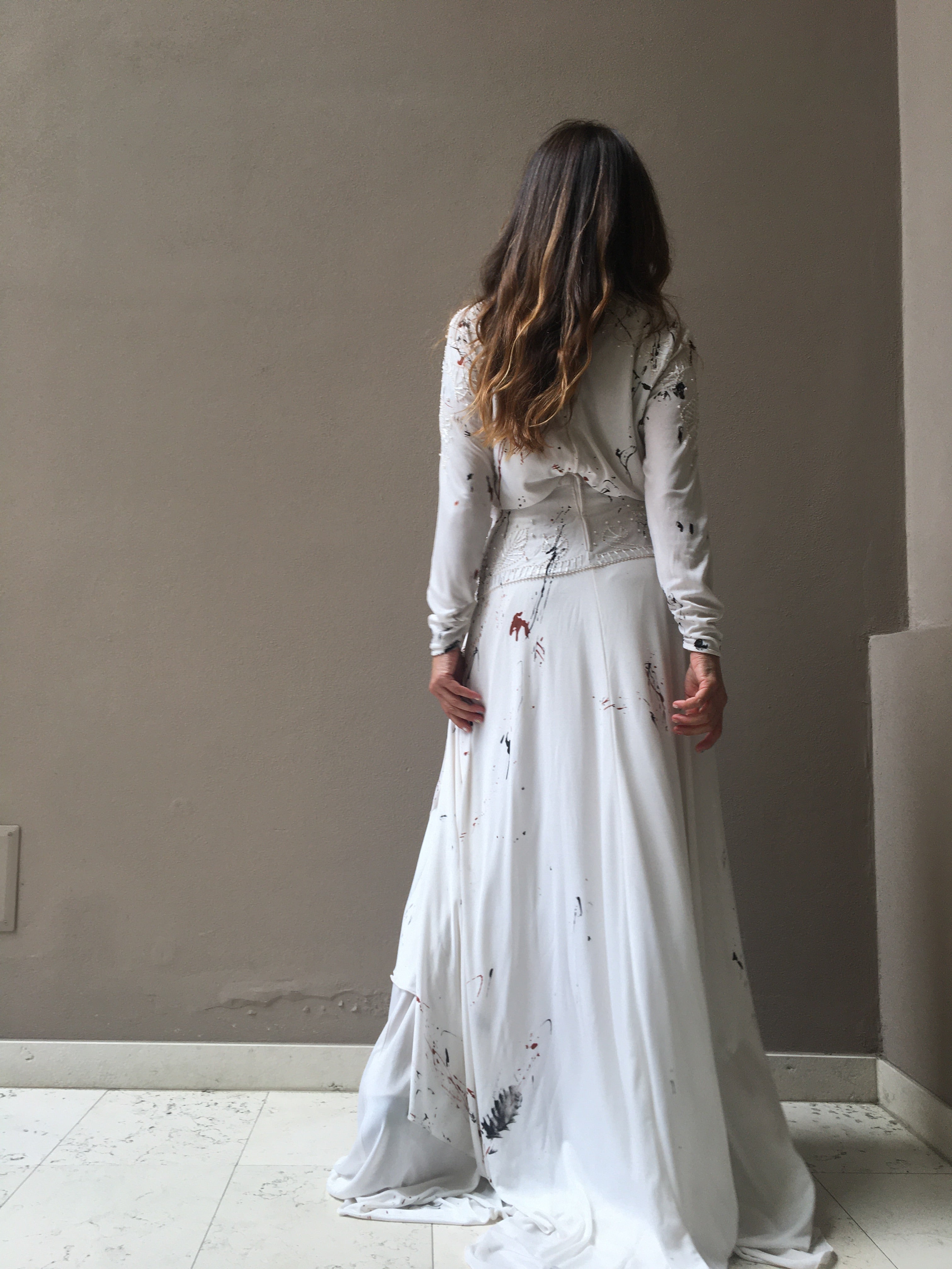 PAINTING STAINS ON EMBROIDERED BRIDAL DRESS 4