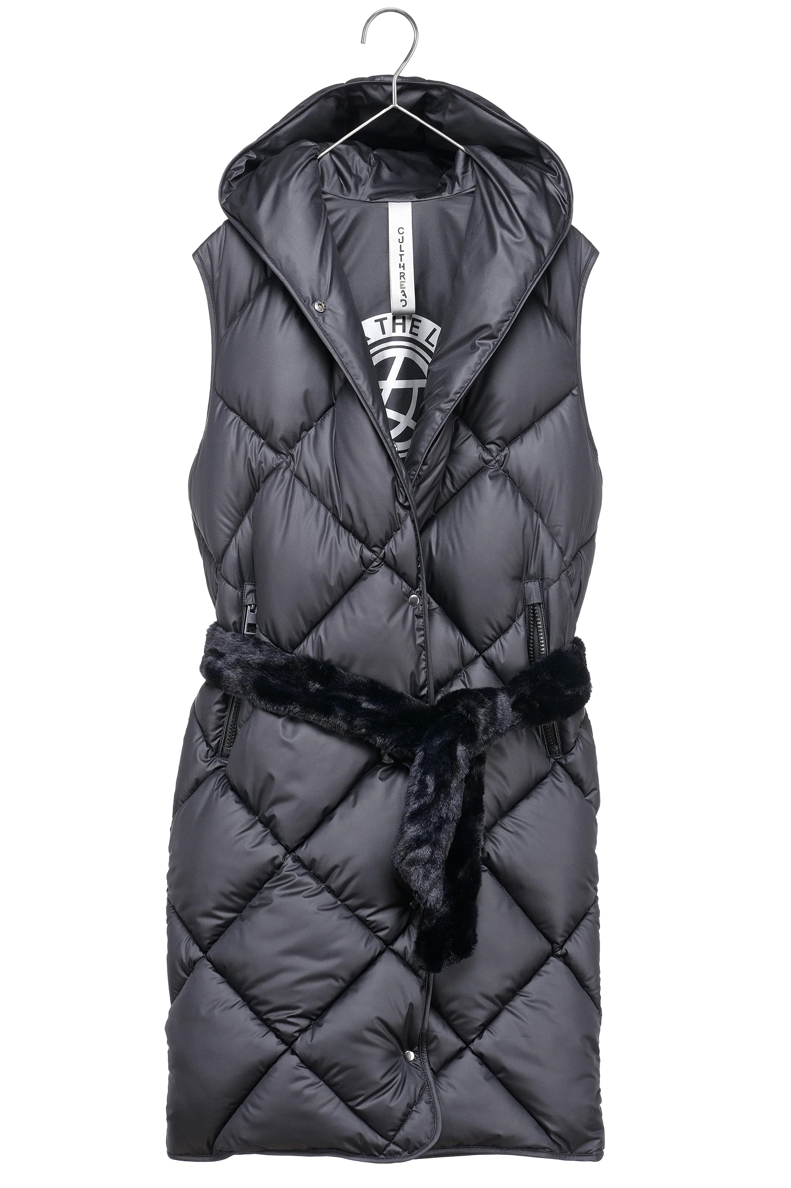 PENZANCE black long sleeveless puffer jacket - [culthread]