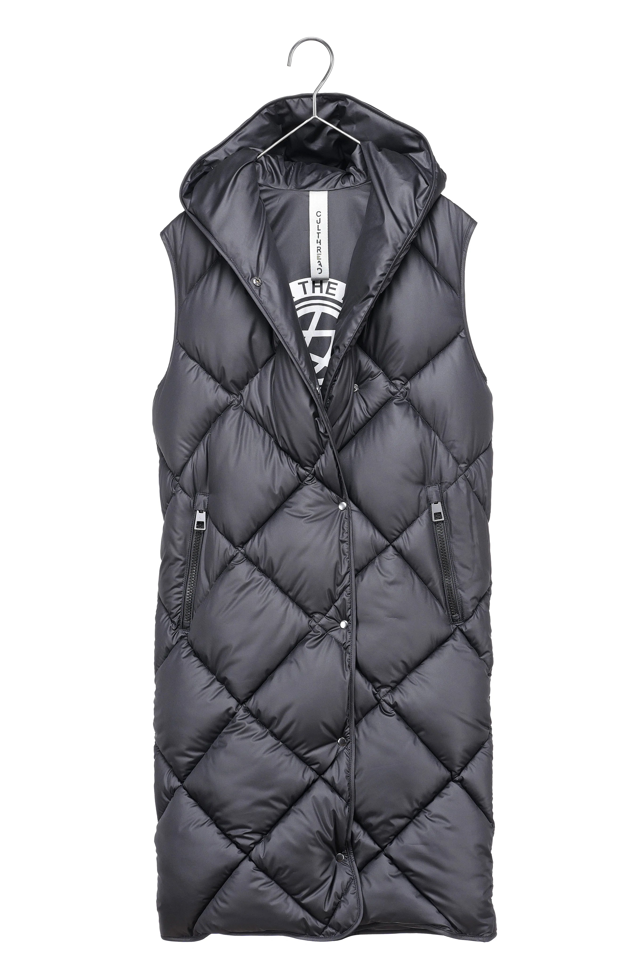 PENZANCE black long sleeveless puffer jacket - [culthread]