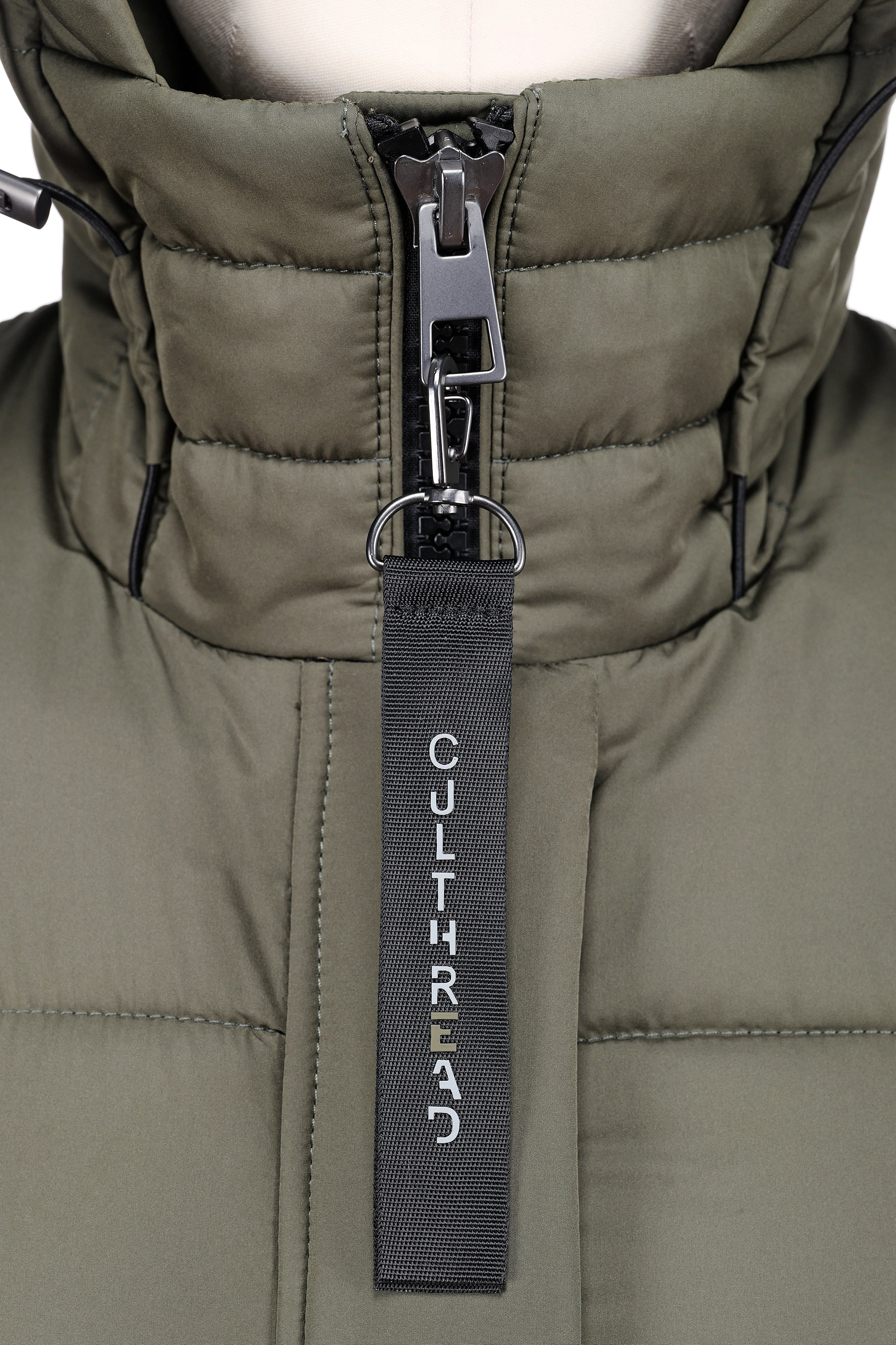 PORTOBELLO II olive green long puffer jacket - culthread