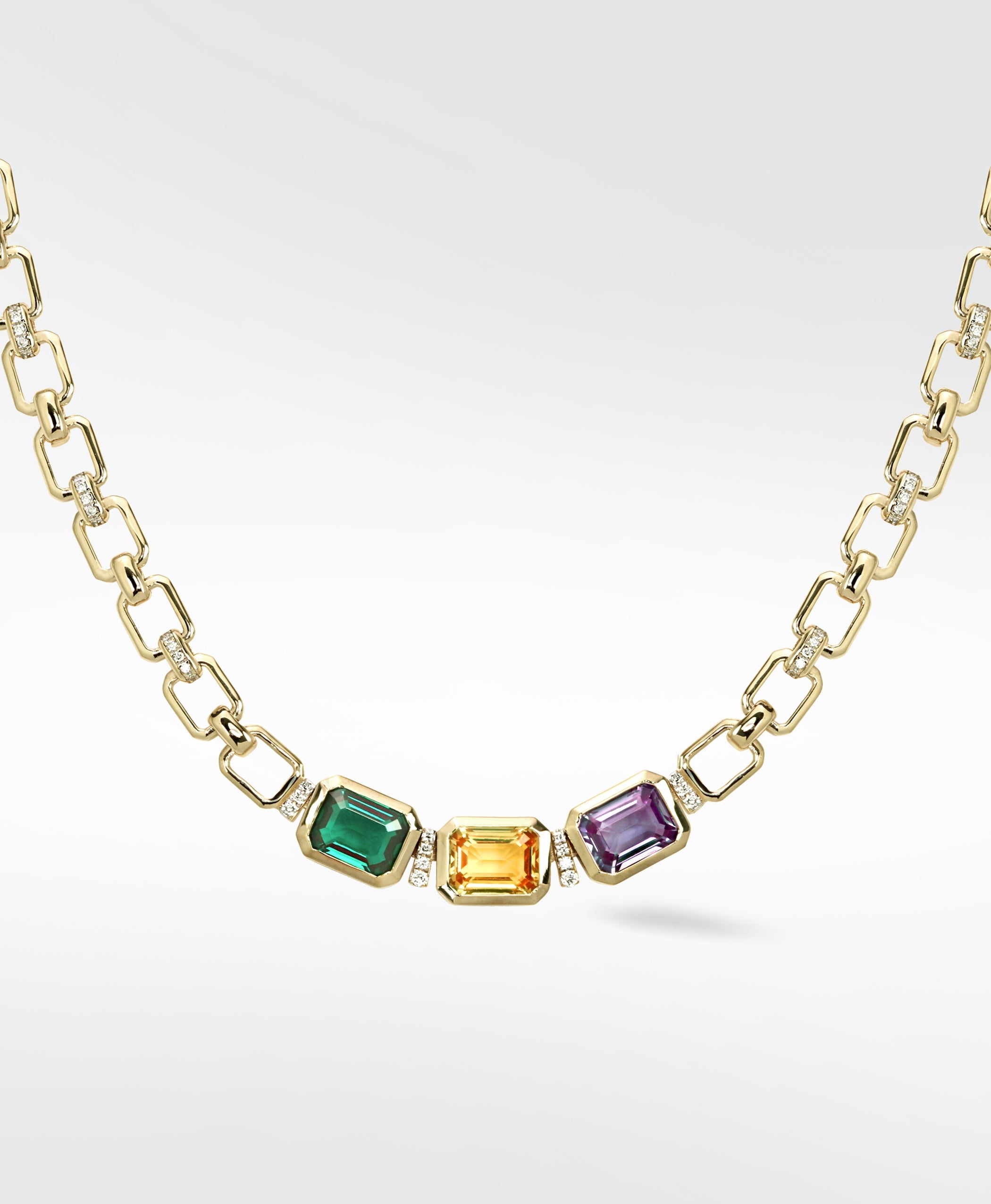 Nexus Emerald, Sapphire and Diamond Link Necklace
