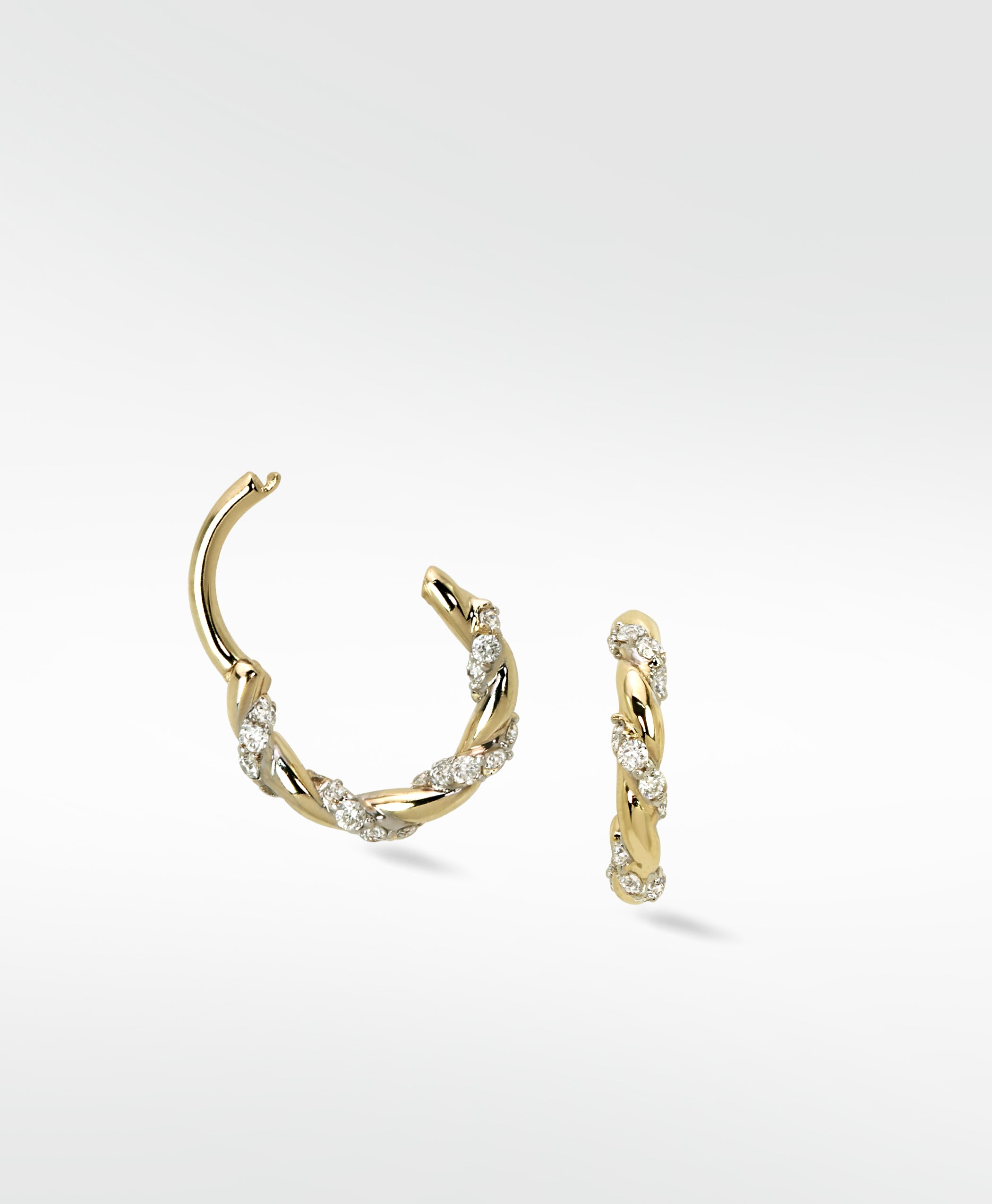 Twisted Gold and Diamond Hoop