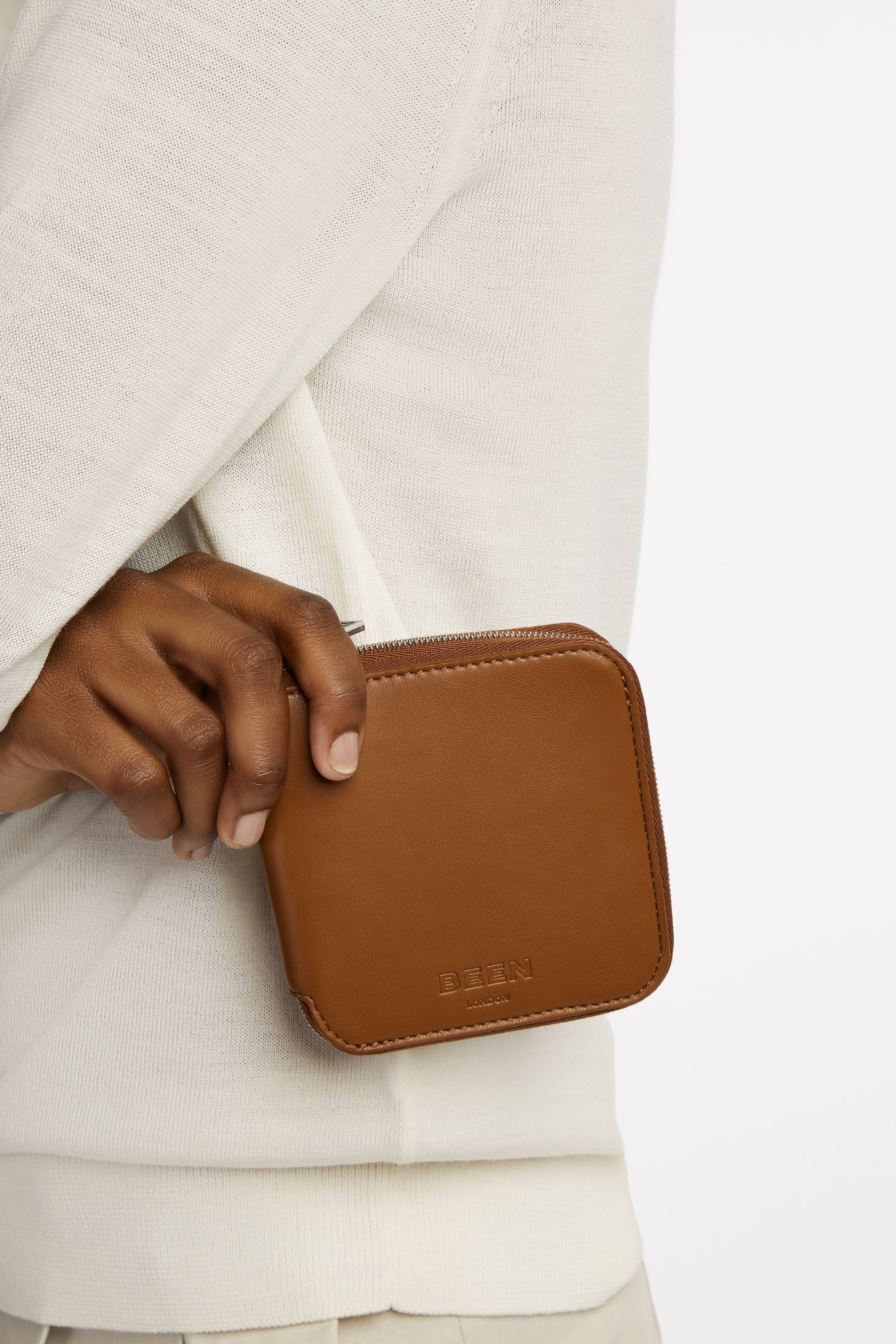 Oriel Wallet Acacia  held by model