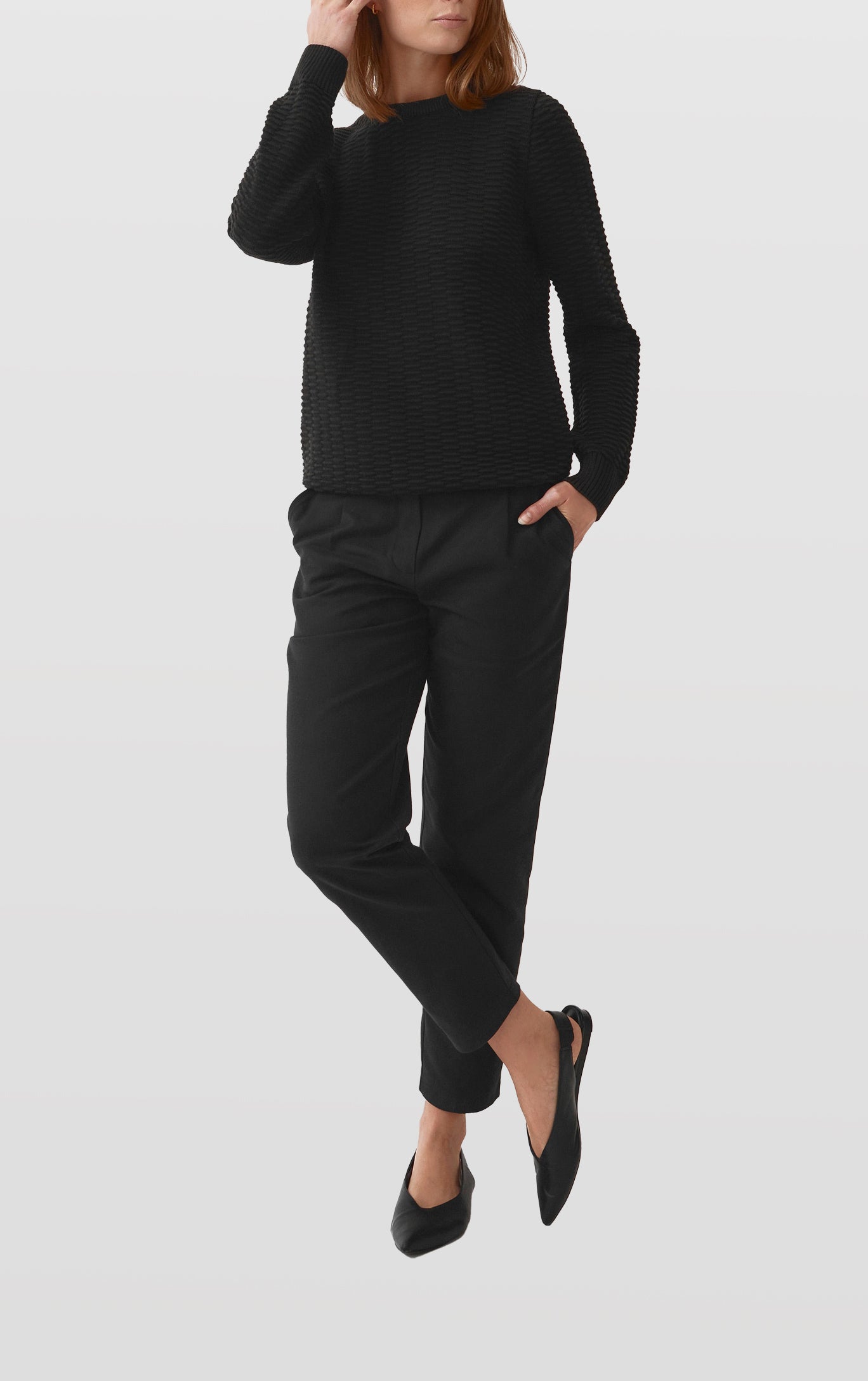 Straight twill trousers