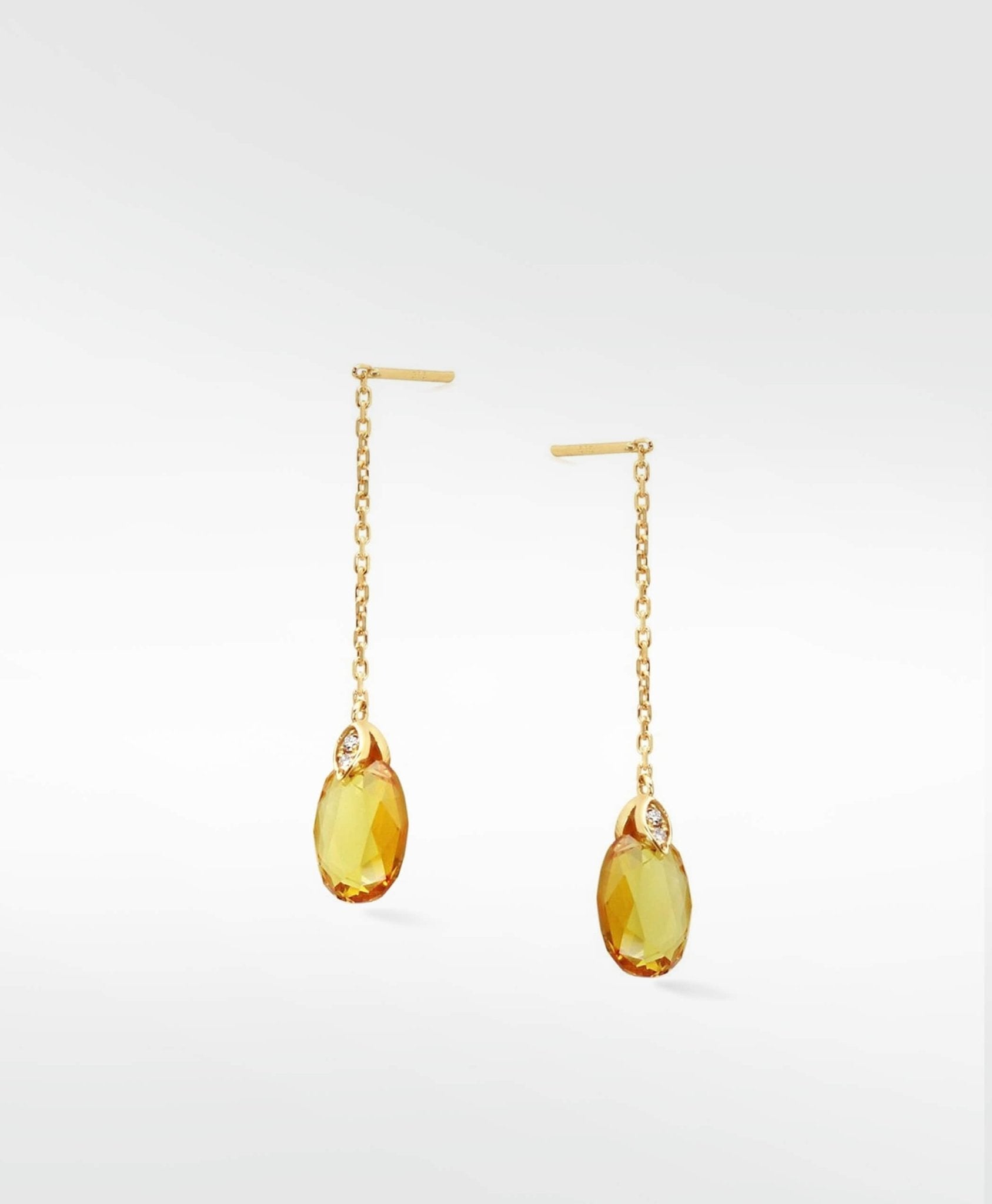 Alicia Burnt Orange Sapphire Drop Earrings in 14K Gold - Lark and Berry