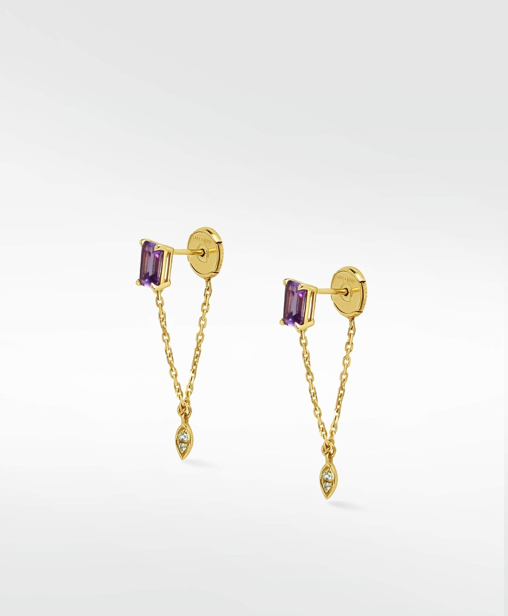 Alicia Violet Sapphire and Diamond Chain Earrings in 14K Gold - Lark and Berry