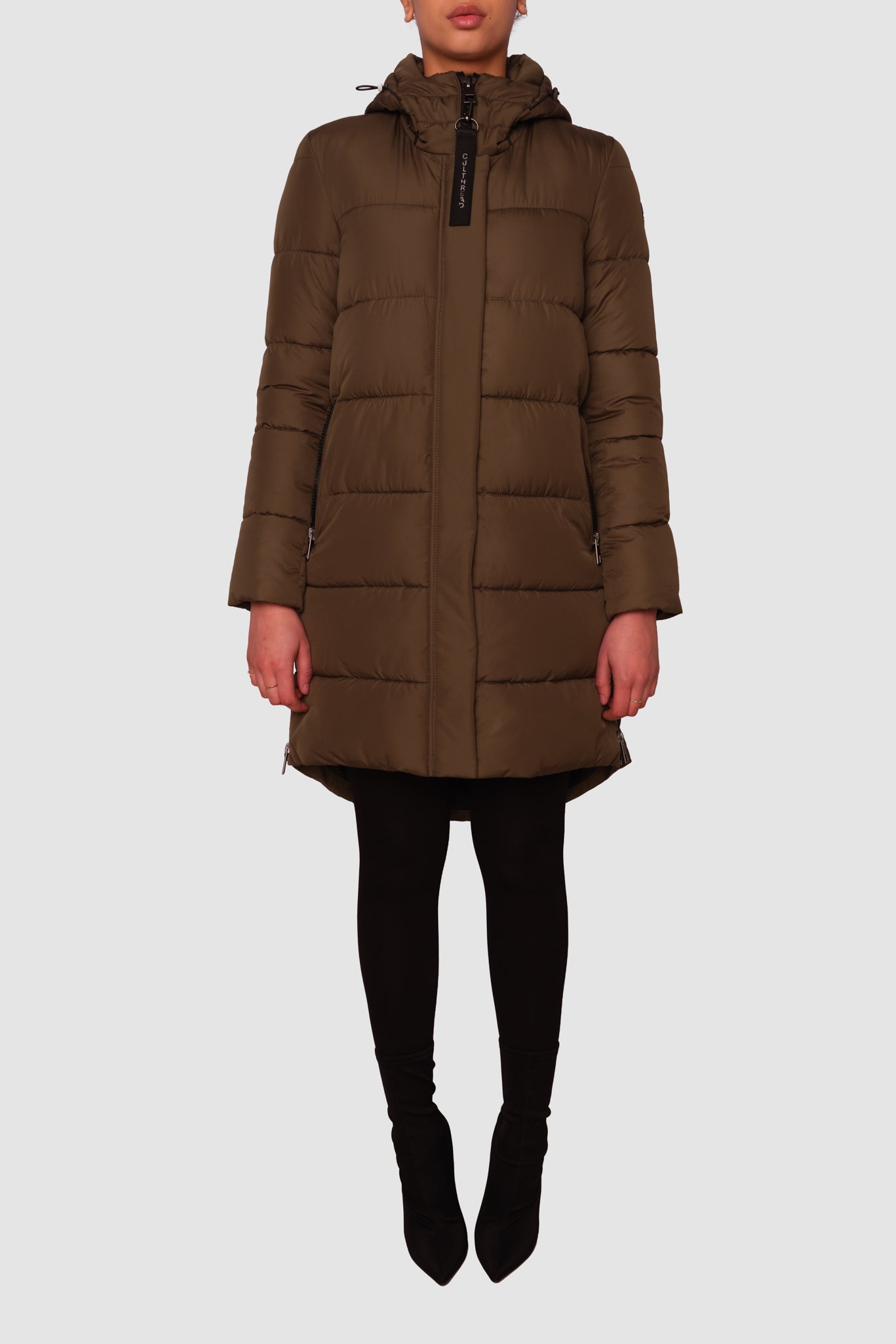 Portobello II Olive Green Long Puffer Jacket