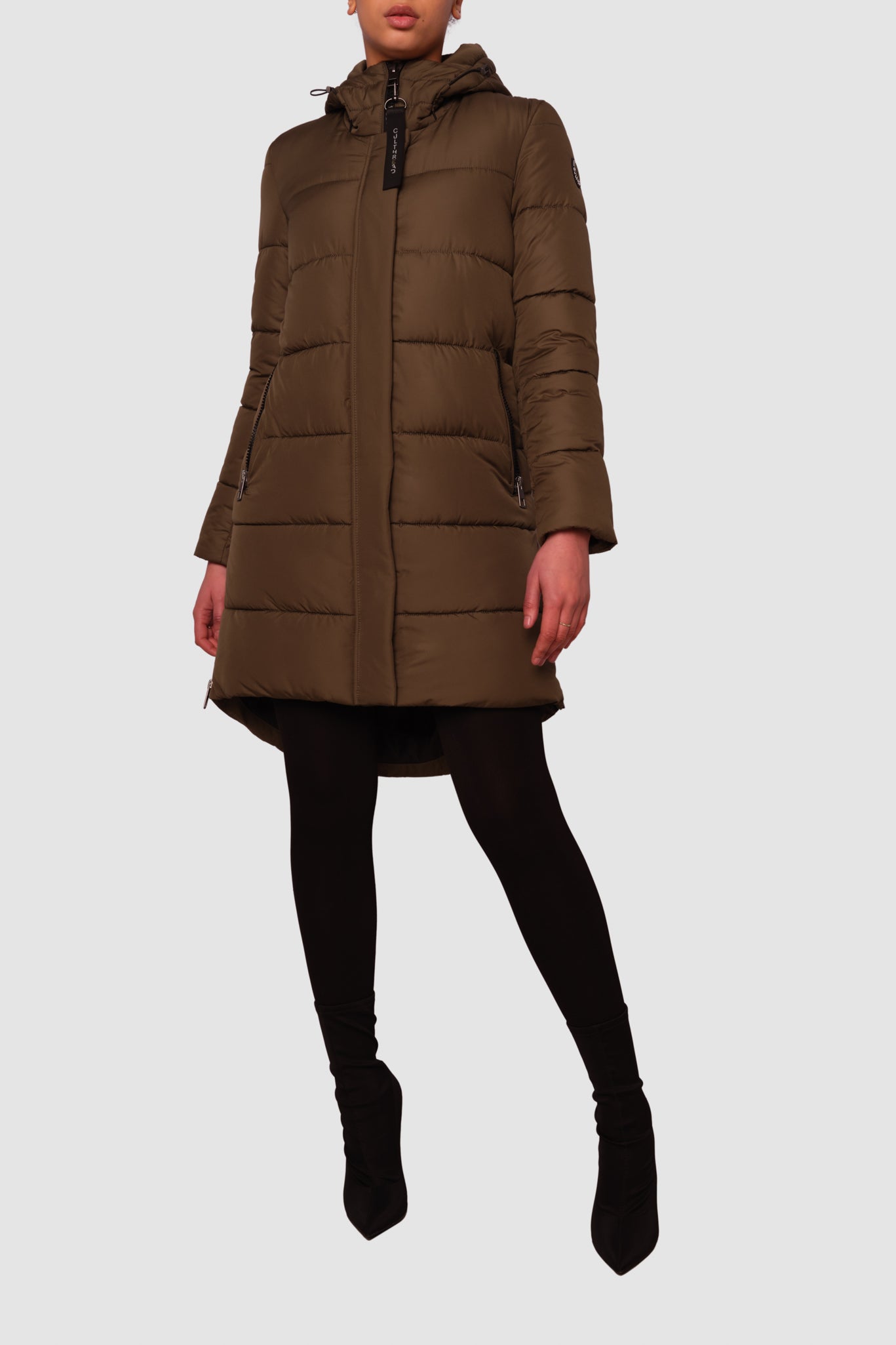 Portobello II Olive Green Long Puffer Jacket