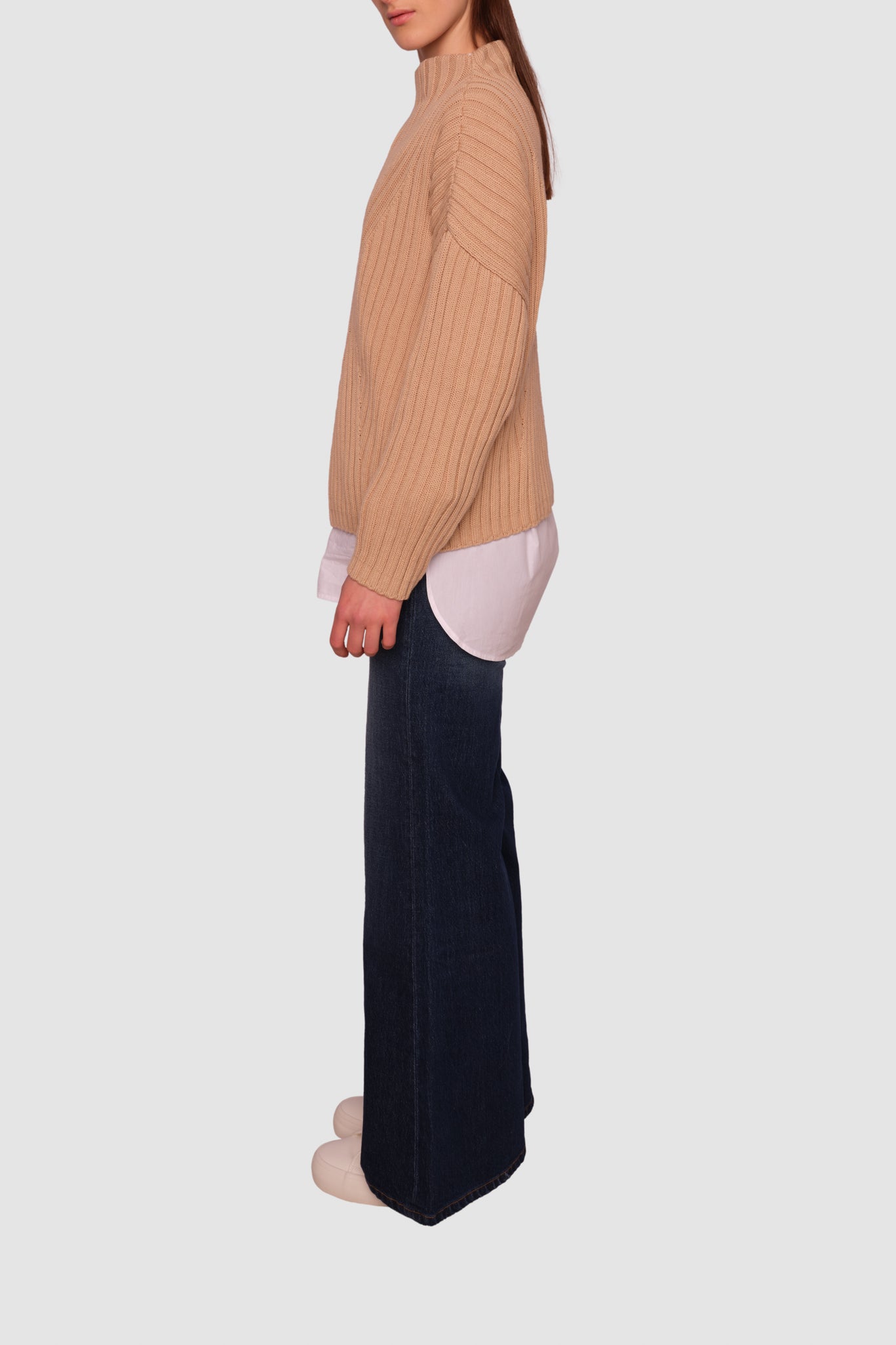 Knitted high boat neck pullover
