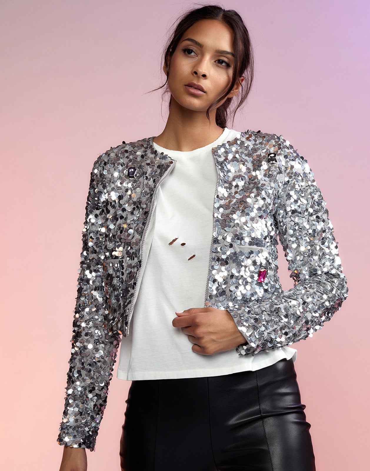 Sequin Cropped Cardigan